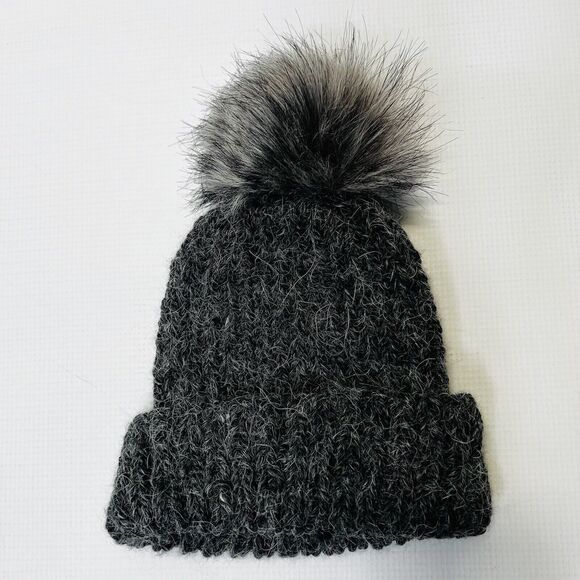 Women’s Knit Ribbed Cuff Hat Pom Beanie Light Gray - Picture 1 of 6